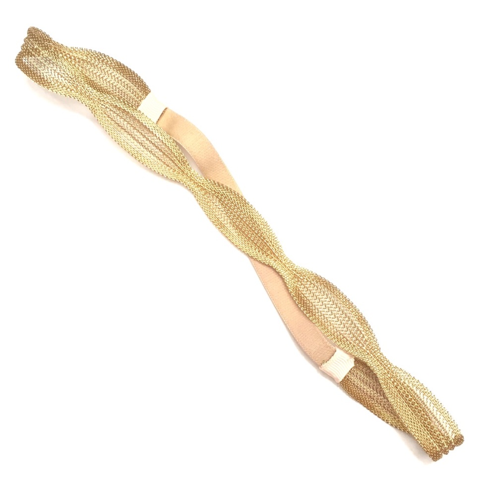 Gold Tone Metal Mesh Elastic Hair / Headband - Picture 7 of 7